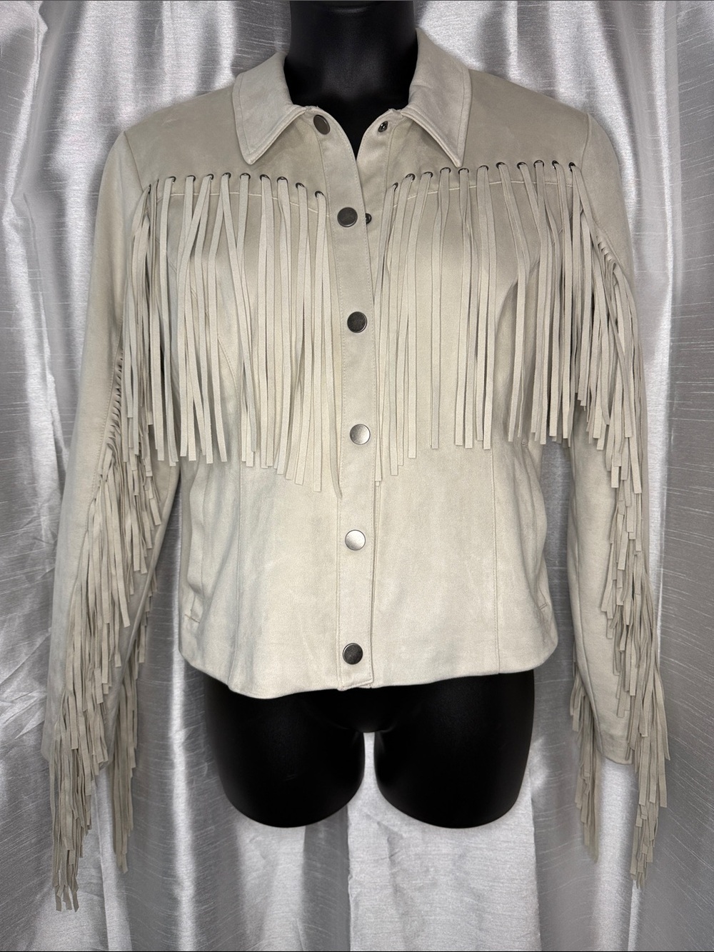 Powder River Outfitters Panhandle Micro Suede Fringe Lined Snap Front Women’s XL
